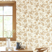 Papier peint intissé Hortense beige naturel - Maison de Famille - Casadeco - FAMI202681205