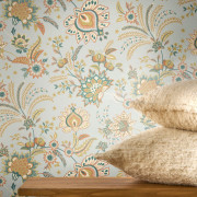 Papier peint intissé Hortense bleu anglais - Maison de Famille - Casadeco - FAMI202686414
