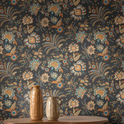 Papier peint intissé Hortense noir fusain - Maison de Famille - Casadeco - FAMI202689357