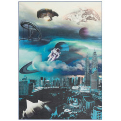 Tapis velours ras "Astronaute bleu" - Flash ME GUSTA 80x150