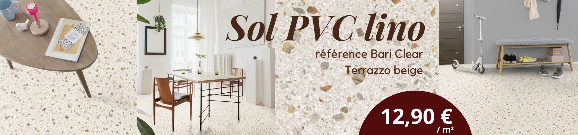 Bari Clear sol pvc souple lino terrazzo