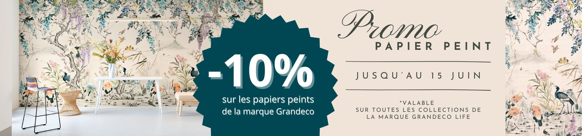 -10% sur les papiers peints et panoramiques Grandeco Life